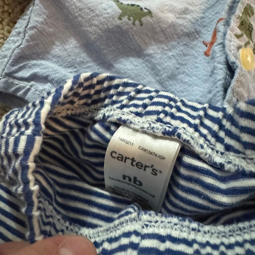 Carter's 2 Piece SET of Boys Size Newborn Button Down Shirt & Pull On Pants - Picture 4 of 8